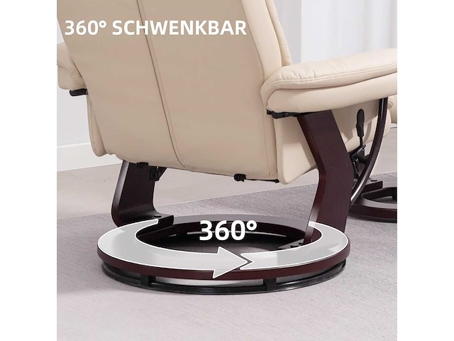 Ontspan fauteuil met poef, 360° draaibare tv-fauteuil - afbeelding 10 van  14