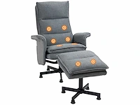 Ontspannende elektrische massagestoel met voetsteun en afstandsbediening van imitatie linnen stof - afbeelding 2 van  6