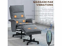 Ontspannende elektrische massagestoel met voetsteun en afstandsbediening van imitatie linnen stof - afbeelding 4 van  6