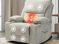 Ontspanningsstoel massagestoel met 150° handmatige leunbare rugleuning inclusief 8-punts massage en verwarmingsfunctie, 360° draaibare - afbeelding 1 van  2