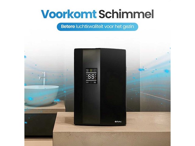 Ontvochtiger & luchtreiniger 2-in-1 – stil & energiezuinig (90w) – 2000ml watertank, uv-lamp, hygrometer & afstandsbediening – voor badkamer, slaapkamer & keuken - afbeelding 3 van  6