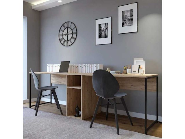 Ontwerpbureau volledig gemaakt van melamine met een eikenhouten afwerking - afbeelding 8 van  10