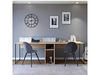 Ontwerpbureau volledig gemaakt van melamine met een eikenhouten afwerking - afbeelding 6 van  10