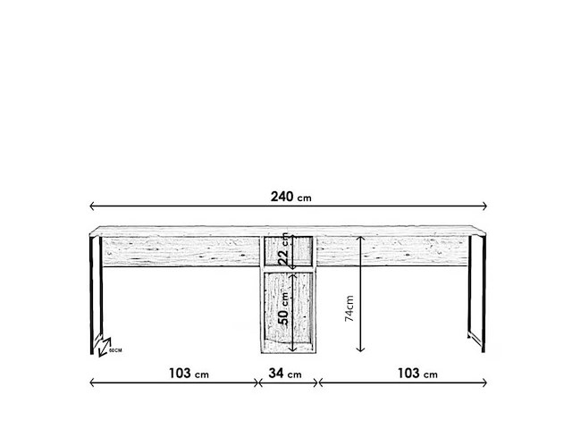 Ontwerpbureau volledig gemaakt van melamine met een eikenhouten afwerking - afbeelding 9 van  10