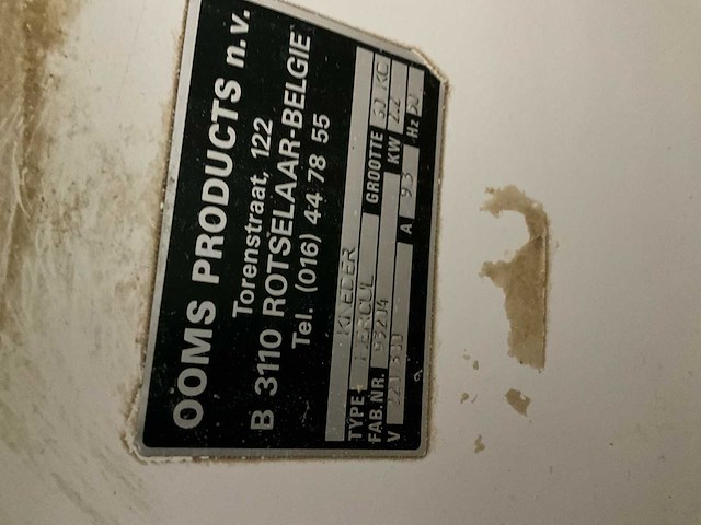 Ooms hercules professionele deegkneder / mengkneder - afbeelding 5 van  9