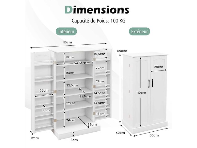 Opbergkast 120 cm keukenopslagkast - afbeelding 2 van  7