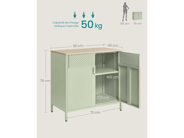 Opbergkast, dressoir, metalen, dubbele deur, magnetische sluiting - afbeelding 2 van  5