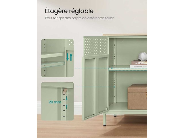 Opbergkast, dressoir, metalen, dubbele deur, magnetische sluiting - afbeelding 5 van  5