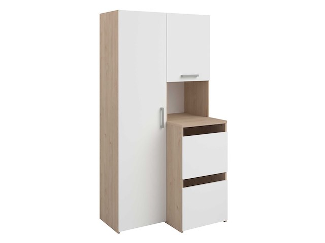 Opbergkast laundry - 92x66x184cm - 4 deuren - eikdecor/wit - afbeelding 1 van  7