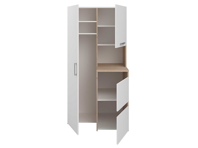 Opbergkast laundry - 92x66x184cm - 4 deuren - eikdecor/wit - afbeelding 3 van  7