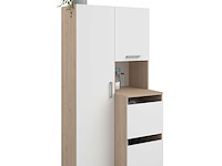 Opbergkast laundry - 92x66x184cm - 4 deuren - eikdecor/wit - afbeelding 4 van  7
