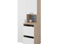 Opbergkast laundry - 92x66x184cm - 4 deuren - eikdecor/wit - afbeelding 5 van  7