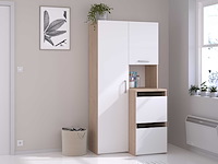 Opbergkast laundry - 92x66x184cm - 4 deuren - eikdecor/wit - afbeelding 7 van  7