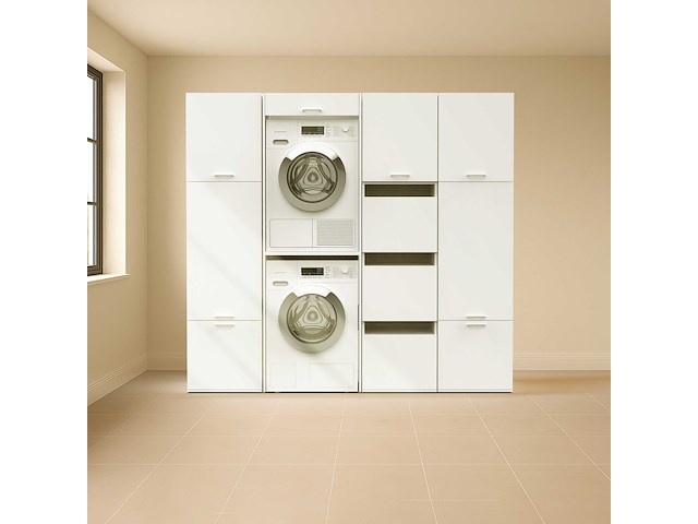 Opbergkast linea - 50x67x142cm - 2 deuren - wit - afbeelding 1 van  3
