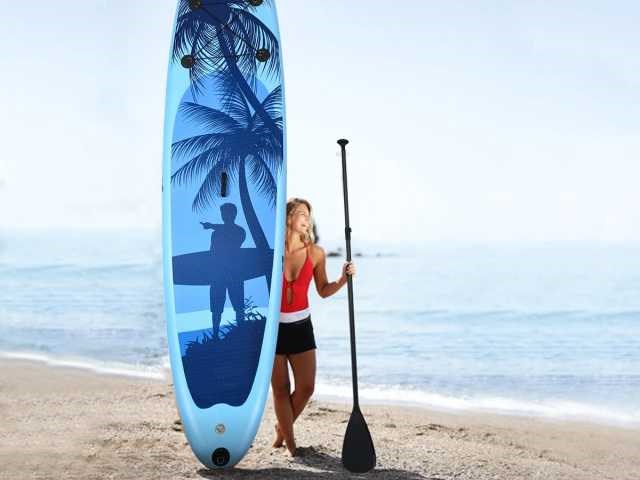 Opblaasbaar sup paddle board met tas en verstelbare peddel voor volwassenen - afbeelding 1 van  7