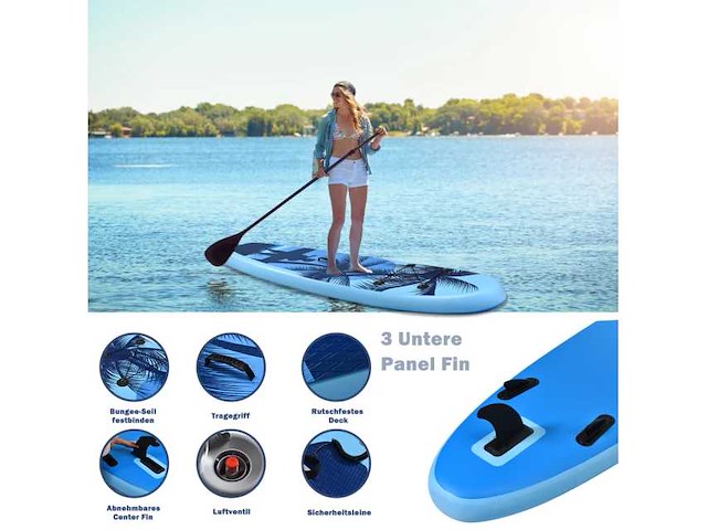 Opblaasbaar sup paddle board met tas en verstelbare peddel voor volwassenen - afbeelding 5 van  7