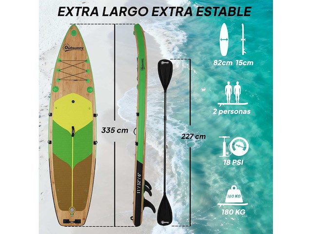 Opblaasbare paddle board extra long 335 cm met zit, convertible paddle - afbeelding 3 van  5