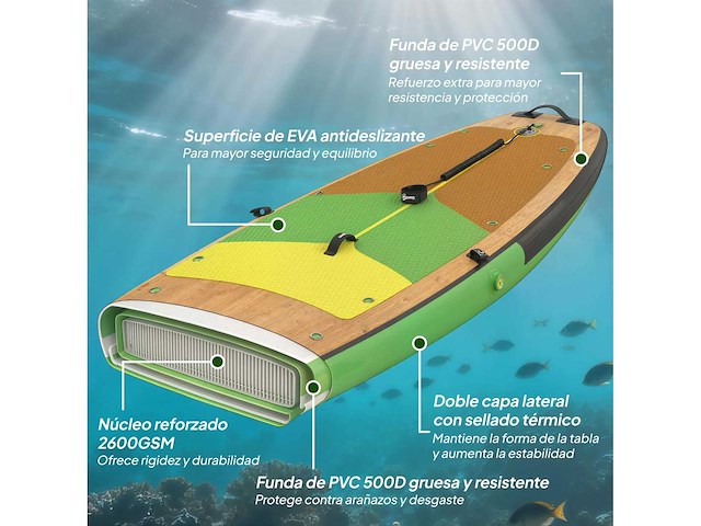 Opblaasbare paddle board extra long 335 cm met zit, convertible paddle - afbeelding 4 van  5