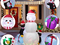 Opblaasbare sneeuwpop van 180 cm met pinguïns en cadeautjes - afbeelding 3 van  5