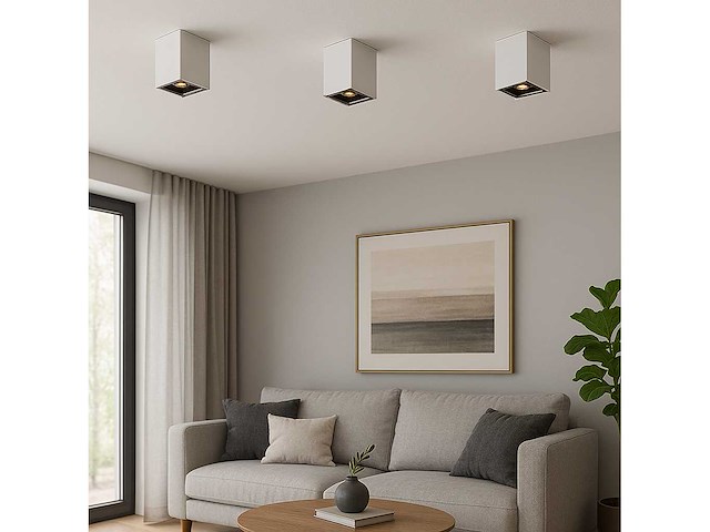 Opbouwarmatuurgu10 fitting – kubus / vierkant – wit / bruin (x20) - afbeelding 1 van  3