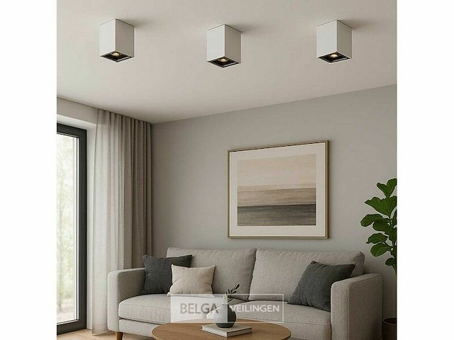 Opbouwarmatuurgu10 fitting – kubus / vierkant – wit / bruin (x20) - afbeelding 1 van  5