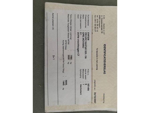 Opel movano (2007 / vn1 u9c 1k6 37 651 325) - afbeelding 37 van  44