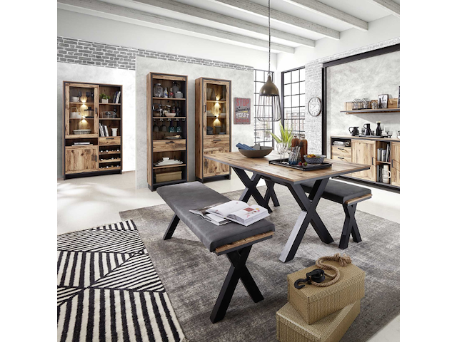 Open kast delano met lade - hout/antraciet - afbeelding 2 van  2