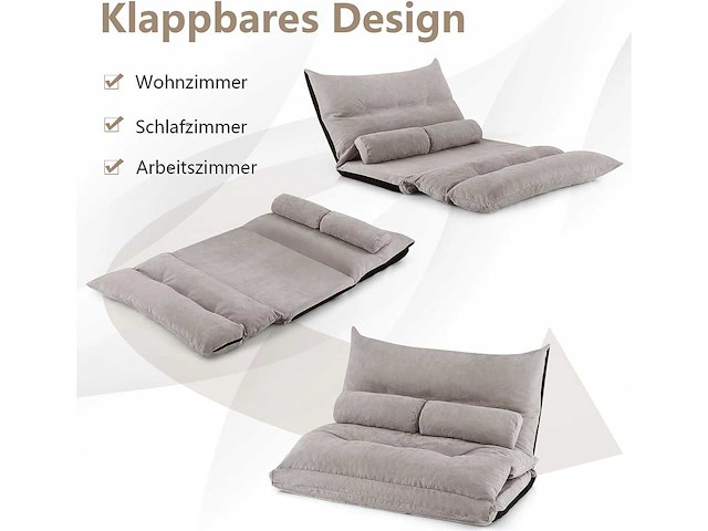 Opklapbare slaapbank, 3-in-1 slaapbank met slaapfunctie en verstelbare rugleuning - afbeelding 7 van  9