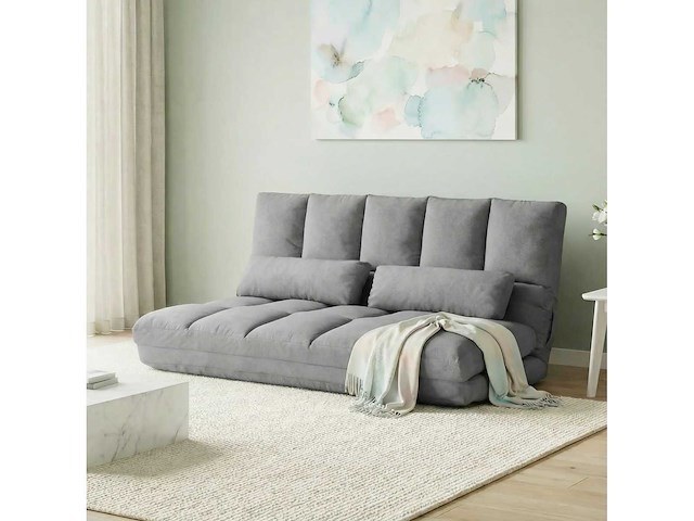 Opklapbare slaapbank op vloer, met 3-stand verstelbare rugleuning, lichtgrijs - afbeelding 2 van  8