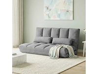 Opklapbare slaapbank op vloer, met 3-stand verstelbare rugleuning, lichtgrijs - afbeelding 2 van  8