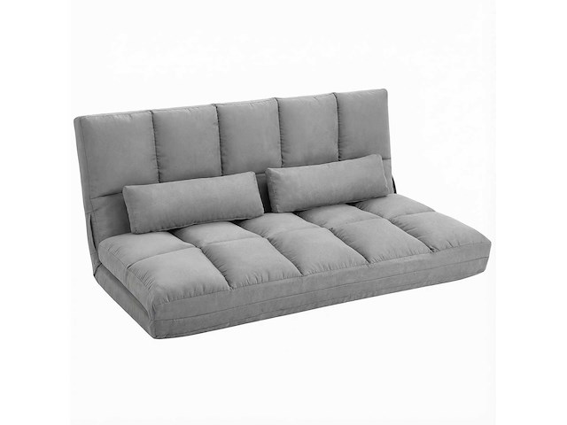 Opklapbare slaapbank op vloer, met 3-stand verstelbare rugleuning, lichtgrijs - afbeelding 3 van  8