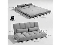 Opklapbare slaapbank op vloer, met 3-stand verstelbare rugleuning, lichtgrijs - afbeelding 4 van  8