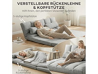 Opklapbare slaapbank op vloer, met 3-stand verstelbare rugleuning, lichtgrijs - afbeelding 6 van  8