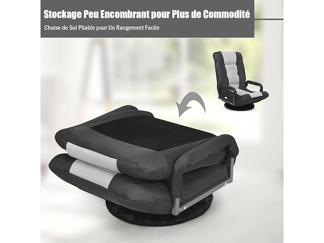 Opklapbare vloerfauteuil met 6-standen verstelbare rugleuning - afbeelding 8 van  11