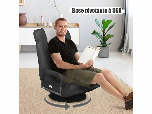 Opklapbare vloerfauteuil met 6-standen verstelbare rugleuning - afbeelding 6 van  11