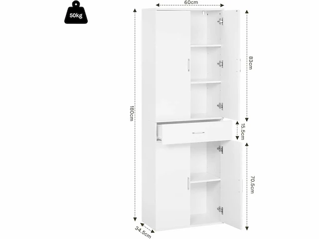 Opslagkast op kantoor, opbergkast, 60x34x180cm - afbeelding 3 van  7