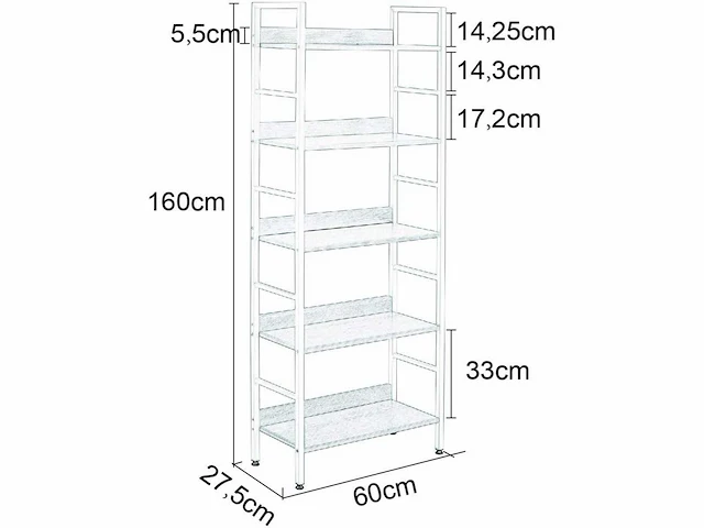 Opslagplank, ladderplank, 5 niveaus - afbeelding 3 van  5