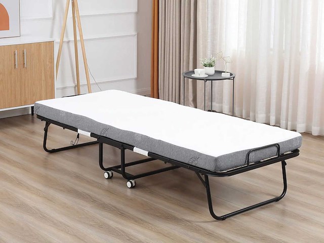 Opvouwbaar gastenbed met stalen wielen + schuim - afbeelding 1 van  8