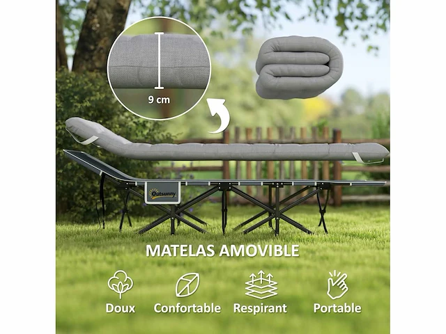 Opvouwbaar kampeerbed met matras, opvouwbaar kampeerbed - afbeelding 2 van  5