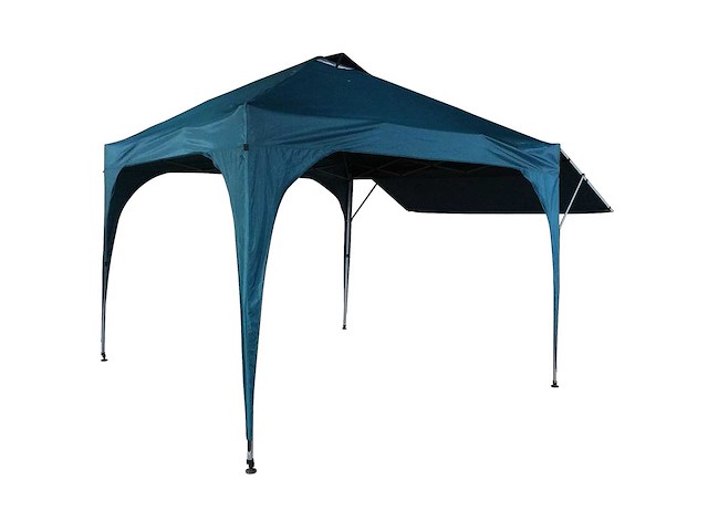 Opvouwbaar paviljoen met luifel, draagtas op wielen inbegrepen, uv-bescherming 80+ - blauwgrijs - afbeelding 1 van  6