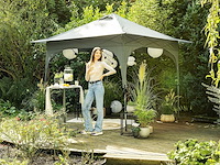 Opvouwbaar paviljoen met push-up functie, uv-zonbescherming 80+ 310 x 310 cm - taupe - afbeelding 1 van  8