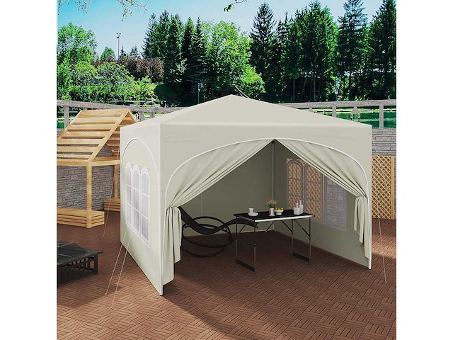 Opvouwbaar prieel 3x3 m, waterafstotend, anti-uv 50+, hoogte verstelbaar, met draagtas - afbeelding 1 van  10