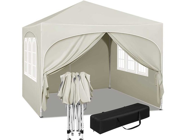 Opvouwbaar prieel 3x3 m, waterafstotend, anti-uv 50+, hoogte verstelbaar, met draagtas - afbeelding 3 van  10