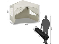 Opvouwbaar prieel 3x3 m, waterafstotend, anti-uv 50+, hoogte verstelbaar, met draagtas - afbeelding 4 van  10
