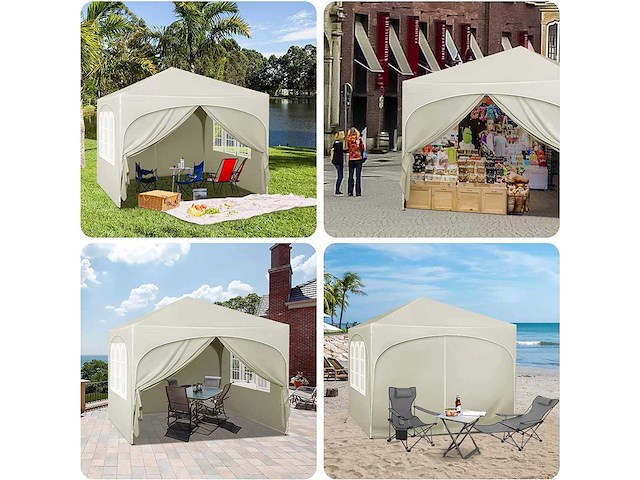 Opvouwbaar prieel 3x3 m, waterafstotend, anti-uv 50+, hoogte verstelbaar, met draagtas - afbeelding 5 van  10