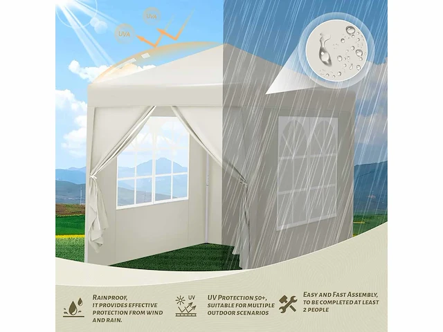 Opvouwbaar prieel met 4 zijpanelen en 4 zandzakken - 2 x 2 m - afbeelding 5 van  9