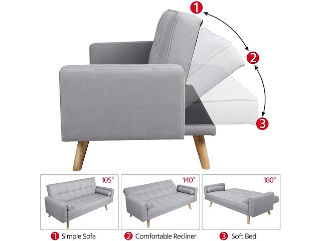 Opvouwbaar stoffen slaapbed - lichtgrijs - afbeelding 2 van  2