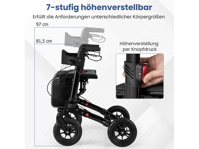 Opvouwbare aluminium rollator - afbeelding 5 van  6