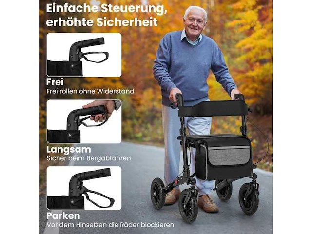 Opvouwbare aluminium rollator - afbeelding 2 van  3