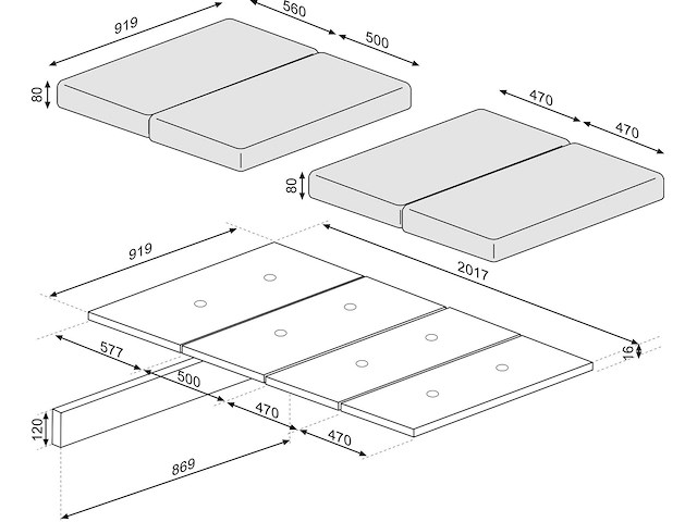 Opvouwbare bedbodem graham 90x200cm met zitkussen - afbeelding 3 van  7